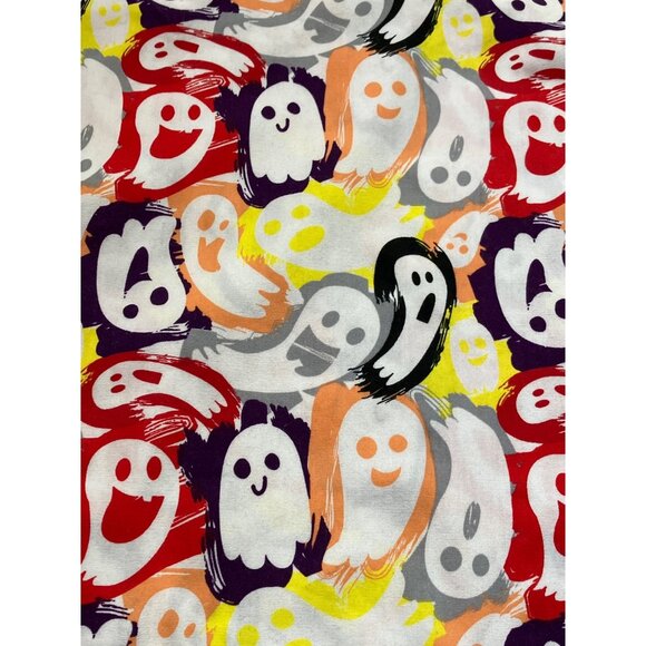 Butter-Soft Ghost Print Halloween Scrub Top L - Picture 4 of 7